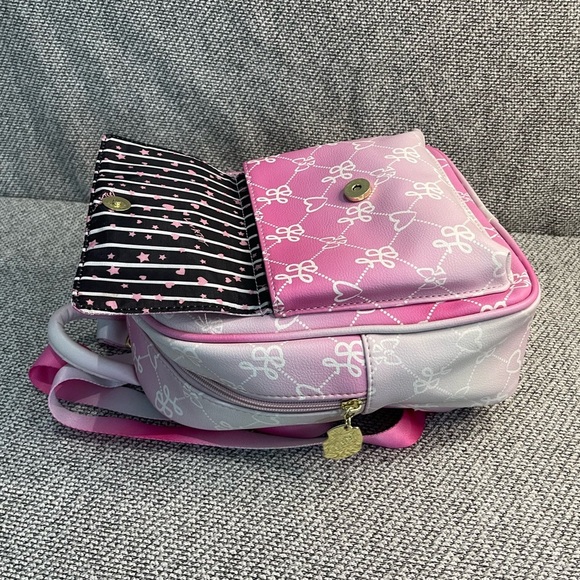 Betsey Johnson Pink and White Dome Backpack with Monogram - Picture 5 of 16